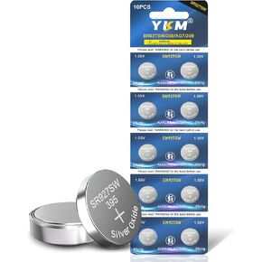 YKM 395 Watch Battery SR927SW 395 399 LR927 AG7 1.55V Silver Oxide Battery for LED Light Calculator Button Batteries 10 Pack