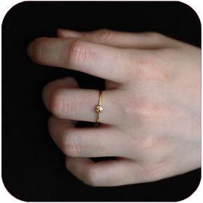 Heart Rings for Women Sterling Silver Dainty Girls Gold Plated Ring Simple Love Heart Ring to My Daughter Minimalist Stacking Ring Promise Ring Teacher Appreciation Gifts Graduation Gifts for Her US Size 6-10
