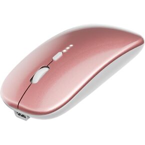 Slim Rechargeable Wireless Silent Mouse – 2.4G Wireless & Bluetooth Technology - Flexible Connection Modes via Bluetooth, USB or Type C for Laptop/PC/Mac/iPad/Computer (Black)