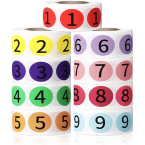 Tenare 4500 Pieces 9 Roll Circle Number Sticker 1-9 Inventory Stickers 9 Colors Sticky Labels 1/2 Inch Package Sticker Roll with Black Number for Office Classroom Warehouse Organization