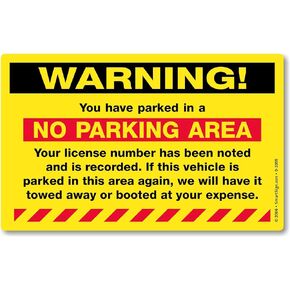 SmartSign "You Have Parked in No Parking Area" Violation Stickers | Pack of 50 Labels with Permanent Adhesive, 5 x 8 inch, License Number Noted Sticker, Hard to Remove Tickets, Fluorescent Yellow