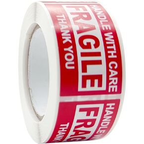 1 Roll Red Fragile Warning Label Practical Premium Notifies Workers Fragile Warning Mark Sticker B Use Safety Easy to Use,All-Purpose Labels,Office Products