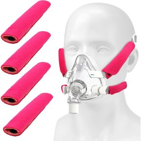 4 قطع من أغطية أحزمة الرأس لجهاز CPAP، وسائد ناعمة للوجه وبطانات قناع قابلة لإعادة الاستخدام تقلل المسافة البادئة والعلامات الحمراء (أحمر وردي)