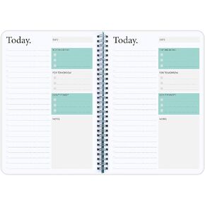 Day Planner Notebook - Undated Planner To Do List Notebook, Today Planner with Checklist, Daily To Do Planner to Increase Productivity, 5.7 x 8.0 inches - Flexible Cover, Strong Twin-Wire Binding