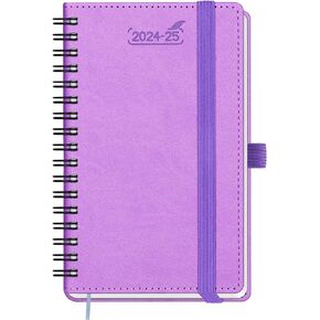BEZEND Planner 2025 Starts from Now, 18 Months (July24-Dec25) [Red] 5.8" x 8.5", Academic Year Planner, Daily Weekly and Monthly Calendar, Spiral Bound, Vegan Leather Soft Cover