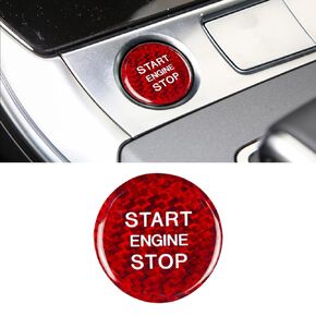 QianBao Compatible with Start Stop Button Cover Carbon Fiber Keyless Car Engine Push Start Ignition Switch Sticker for Audi A6 A6L S6 A7 2019 2020 2021 2022 2023 Red