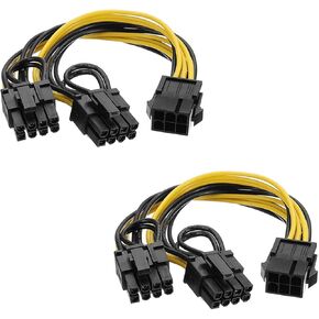 6 دبوس إلى ثنائي PCIe 8 Pin (6+2) بطاقة رسومات PCI Express محول الطاقة GPU VGA Y-Splitter تمديد كابل التعدين بطاقة الفيديو كابل الطاقة 9 بوصات 2 حزمة in Kuwait