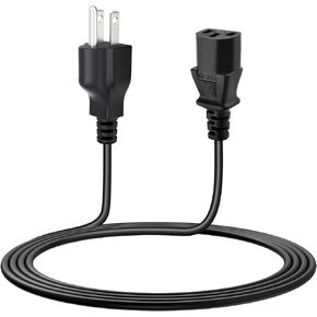 6ft (1.8m) Computer Power Cord, 10A 125V, AWG24, Black Replacement AC Power Cord for Treadmills, Monitors and Printers Power Cable