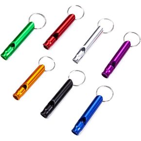 Pack of 8 Extra Loud Emergency Whistle Keychain Camping Survival Whistle, Aluminum Alloy Whistle Key Chain for Camping Hiking Hunting Outdoors Sports