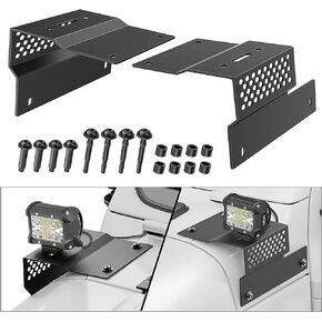 Nilight 2PCS Cowl Pillar Windshield Mounting Brackets for Offroad LED Light Pod Work Light for 2018 2019 2020 2021 2022 Wrangler JL JLU, 2 Years Warranty