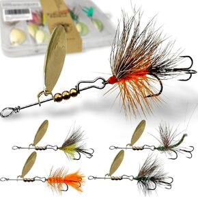 Trout Lures Rooster Bait Tail Fishing Lures, Brass Fishing Spinner baits for Bass Trout Pike, Trout Spinnerbaits Trout Fishing Gear for Freshwater Saltwater, Fishing Gifts for Men