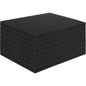 8 Pack 16 x 12 x 1 Inch Polyurethane Foam Sheet, Cuttable Foam Inserts for Cases, Black Foam Board, Packing Foam Pads for Toolbox Camera Storage Crafts