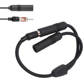 1 PC Car Radio Antenna Connector, One Male to Two Female Y-Shape Audio Antenna Splitter Connector Adapter, Automotive Antenna Extension Cable, Compatible with Most Cars, Trucks, SUVs (Black)