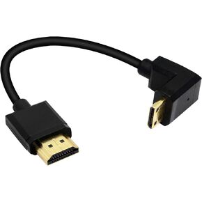 15CM Mini HDMI to HDMI Short Cable, 90 Degree Downward Angle High Speed Mini HDMI Male to HDMI 2.0 Male Adapter Support 4k@60HZ YOUCHENG, for Raspberry Pi, Tablet, Camera Etc (Down)