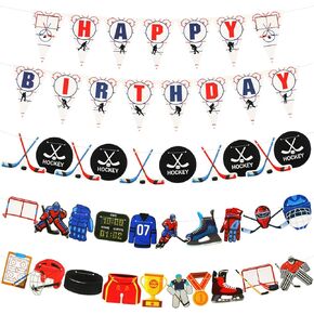 5 Pieces Ice Hockey Birthday Decorations Hockey Party Favors Ice Hockey Birthday Banners Hockey Birthday Party Supplies Hockey Decor for Kids Hockey Fans Birthday Themed Party Decorations Supplies