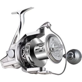 Saltwater Spinning Reel,Aluminum Frame Surf Fishing Reels,Carbon Fiber 55LB Max Drag,7BB+1RB HK12000 Series,CNC Alu Anodized Spool &Handle for Heavy Long Casting Inshore & Offshore