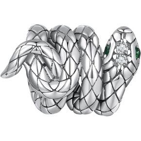 WOSTU Snake 925 Sterling Silver Charms Serpent Beads Animal Party Birthday Charm Beads Pendants DIY Jewelry Gift for Women Girl