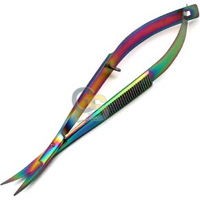 مقص تطريز G.S منحني بألوان قوس قزح تيتانيوم مائل EZ Snips (4.5 بوصة)