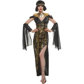 EraSpooky Halloween Women Gloden Egyptian Queen Cleopatra Costume Sexy Dress