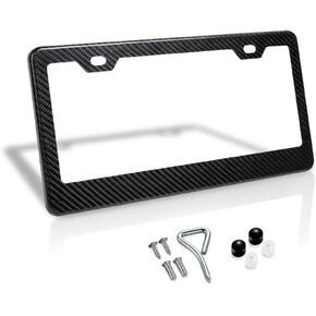BLVD-LPF OBEY YOUR LUXURY 100% Real Carbon Fiber 2 Holes Black License Plate Frames,Car Licence Plate Covers Holders Slim Design with Chrome Screw Caps Tool Kit for US, Canada & Mexico Vehicles(1PCS)