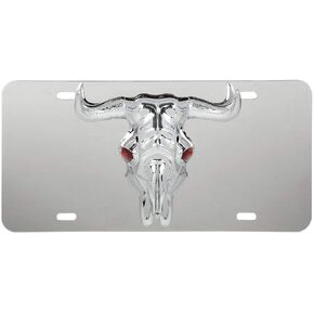 GG Grand General 60287 Stainless Steel License Plate w/ 3D Flying Eagle Emblem, 4 Holes, Chrome