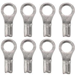 50Pcs Non-Insulated #8 Stud Size Ring Terminal,AWG12-10 Red Copper Uninsulated Ring Crimp Connector