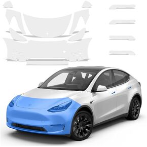 Factory Crafts-Half Hood & Door Handles Pre-Cut Stone Guard Paint Protection Film Clear Bra PPF Digitally Cut kit Compatible with Tesla Model Y 2020-2024