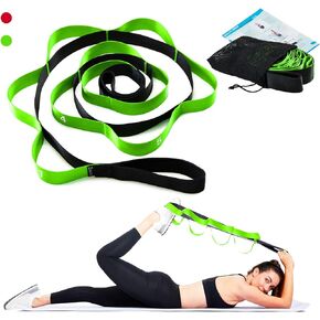 Stretching Strap Yoga Strap for Physical Therapy, 12 Loops Yoga Straps for Stretching, Non-Elastic Stretch Band for Exercise and Flexibility, Fascia, Hamstring & Leg Stretcher Belt