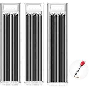 12 Pieces Solid Carpenter Pencil Refills, 2.8 mm Mechanical Pencil Refills for Carpenter Mark Pencils and Long Nose Deep Hole Mechanical Pencil(Black)