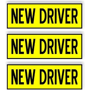 Set of 3 New Driver Car Magnet Magnetic Bumper Sticker Bright Safety Yellow