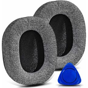WH 1000XM5 Earpads for WH-1000XM5 (WH1000XM5) by TRANSTEK, Replacement Ear Pads Cushions with High-Density Noise Isolation Foam, Added Thickness-Gray Fabric