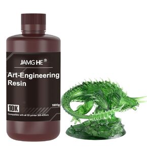 3D Printer Resin,10K Art-Engineering Toughness Non-Brittle New ABS-Like Resin for UV-Curing Photopolymer Rapid High Precision Low Odor LCD DLP SLA 405nm Resin (Clear Green, 1000g)
