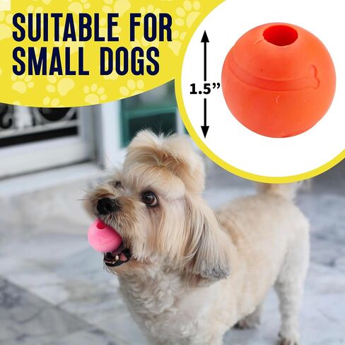 Balls for Aggressive Chewers - Small Dogs and Puppies - 1.5 Inch - 6 Pack - Indestructible Rubber Dog Chew Toys Bulk for Miniature Toy Breeds in Saudi Arabia
