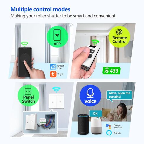 DieseRC WiFi Smart Roller Shutter Controller Module with 433Mhz RF Remote Control, Tuya APP WiFi Control Compatible with Alexa/Google Home APP Control and Manual Switch in Saudi Arabia