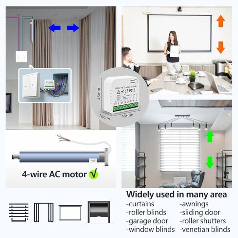 DieseRC WiFi Smart Roller Shutter Controller Module with 433Mhz RF Remote Control, Tuya APP WiFi Control Compatible with Alexa/Google Home APP Control and Manual Switch in Saudi Arabia
