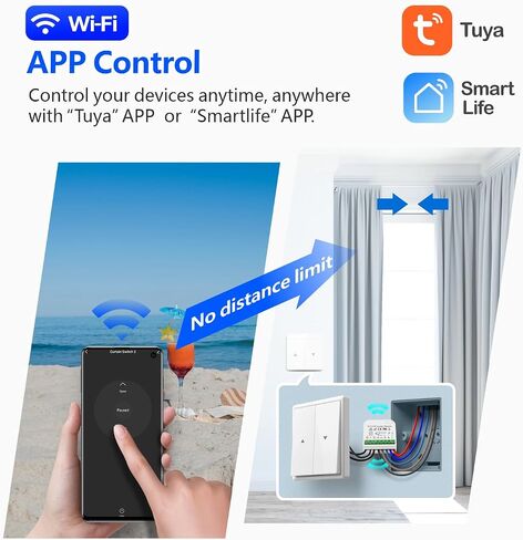 DieseRC WiFi Smart Roller Shutter Controller Module with 433Mhz RF Remote Control, Tuya APP WiFi Control Compatible with Alexa/Google Home APP Control and Manual Switch in Saudi Arabia