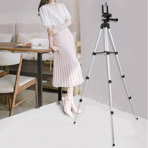 Phone Tripod Stand, Cell Phone Selfie Stick Tripod with Phone Holder, Compact Size Extendable Aluminum Travel Tripod Compatible with Smartphone, Tablet and Camera in Saudi Arabia