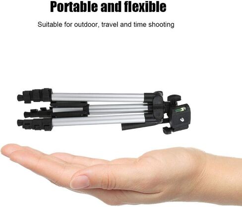 Phone Tripod Stand, Cell Phone Selfie Stick Tripod with Phone Holder, Compact Size Extendable Aluminum Travel Tripod Compatible with Smartphone, Tablet and Camera in Saudi Arabia