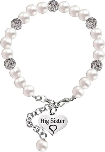 LParkin Sister Bracelets Big Sister Little Sister Middle Sister Bracelet Set Sister Gift Pearl Jewelry in Saudi Arabia