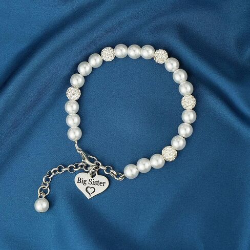 LParkin Sister Bracelets Big Sister Little Sister Middle Sister Bracelet Set Sister Gift Pearl Jewelry in Saudi Arabia