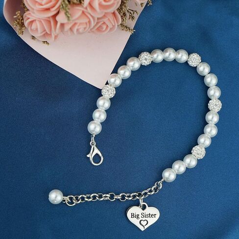 LParkin Sister Bracelets Big Sister Little Sister Middle Sister Bracelet Set Sister Gift Pearl Jewelry in Saudi Arabia