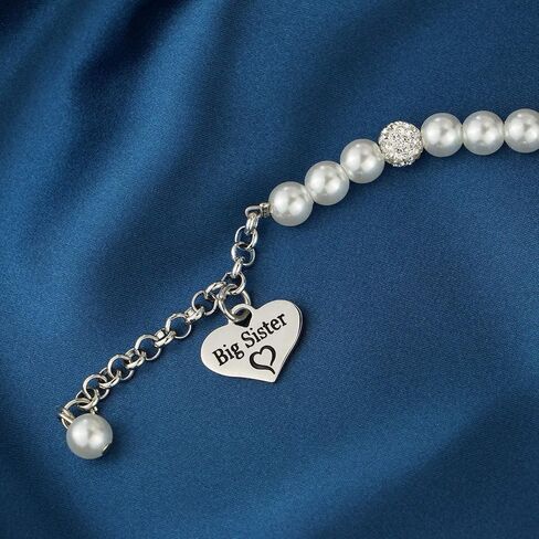 LParkin Sister Bracelets Big Sister Little Sister Middle Sister Bracelet Set Sister Gift Pearl Jewelry in Saudi Arabia