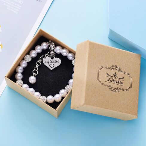 LParkin Sister Bracelets Big Sister Little Sister Middle Sister Bracelet Set Sister Gift Pearl Jewelry in Saudi Arabia