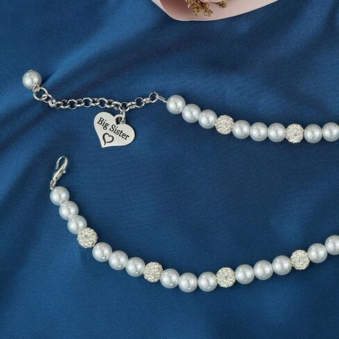 LParkin Sister Bracelets Big Sister Little Sister Middle Sister Bracelet Set Sister Gift Pearl Jewelry in Saudi Arabia