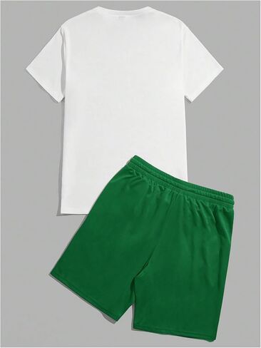 SOLY HUX Men's 2 Piece Outfits Cartoon Print Short Sleeve T Shirt and Drawstring Shorts Set in Saudi Arabia