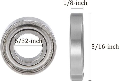 10pcs Deep Groove Ball Bearings - [5/32 Inch x 5/16 Inch x 1/8 Inch] Chrome Steel Balls for Motors Machine Tool Gearboxes Bearing Use, Double Shielded ABEC1 in Saudi Arabia
