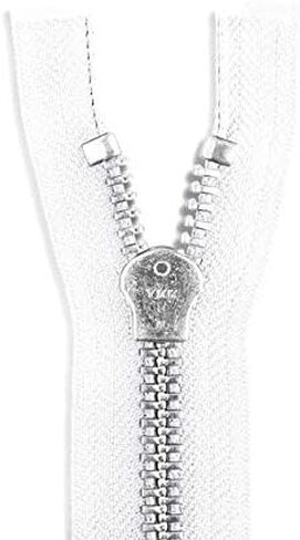 #10 22 inch Metal Zipper White 22" Aluminum Brass Metal Heavy Duty Zippers One Way Separating Sewing Zipper Craft Zippers Jacket Zipper in Saudi Arabia