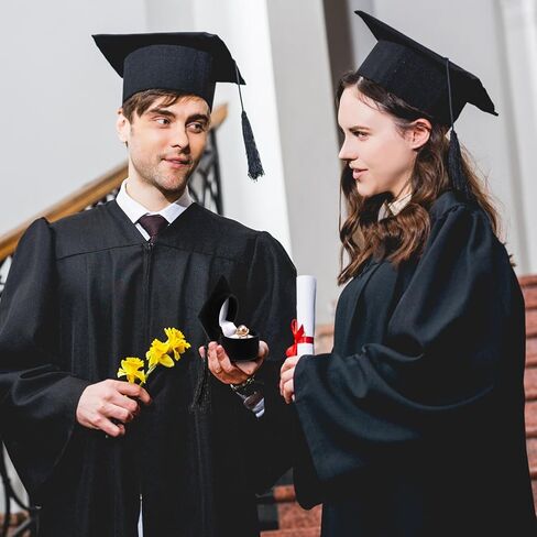 Lawei 4 حزمة قبعة التخرج حلقة صندوق القرط، قبعة الدكتوراه على شكل صندوق حلقة مع شرابة، عرض حلقة القرط المخملية، صندوق مجوهرات منظم إبداعي حقيبة تخزين حامل حلقة لهدايا التخرج in Kuwait