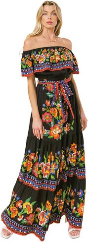 Halter Bohemian Floral Maxi Dress - Tropical Print Ethnic Print Keyhole Sundress in Saudi Arabia
