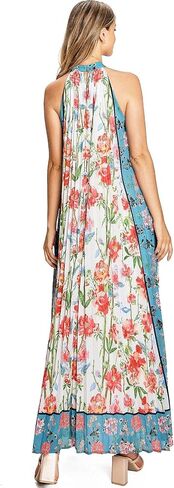 Halter Bohemian Floral Maxi Dress - Tropical Print Ethnic Print Keyhole Sundress in Saudi Arabia